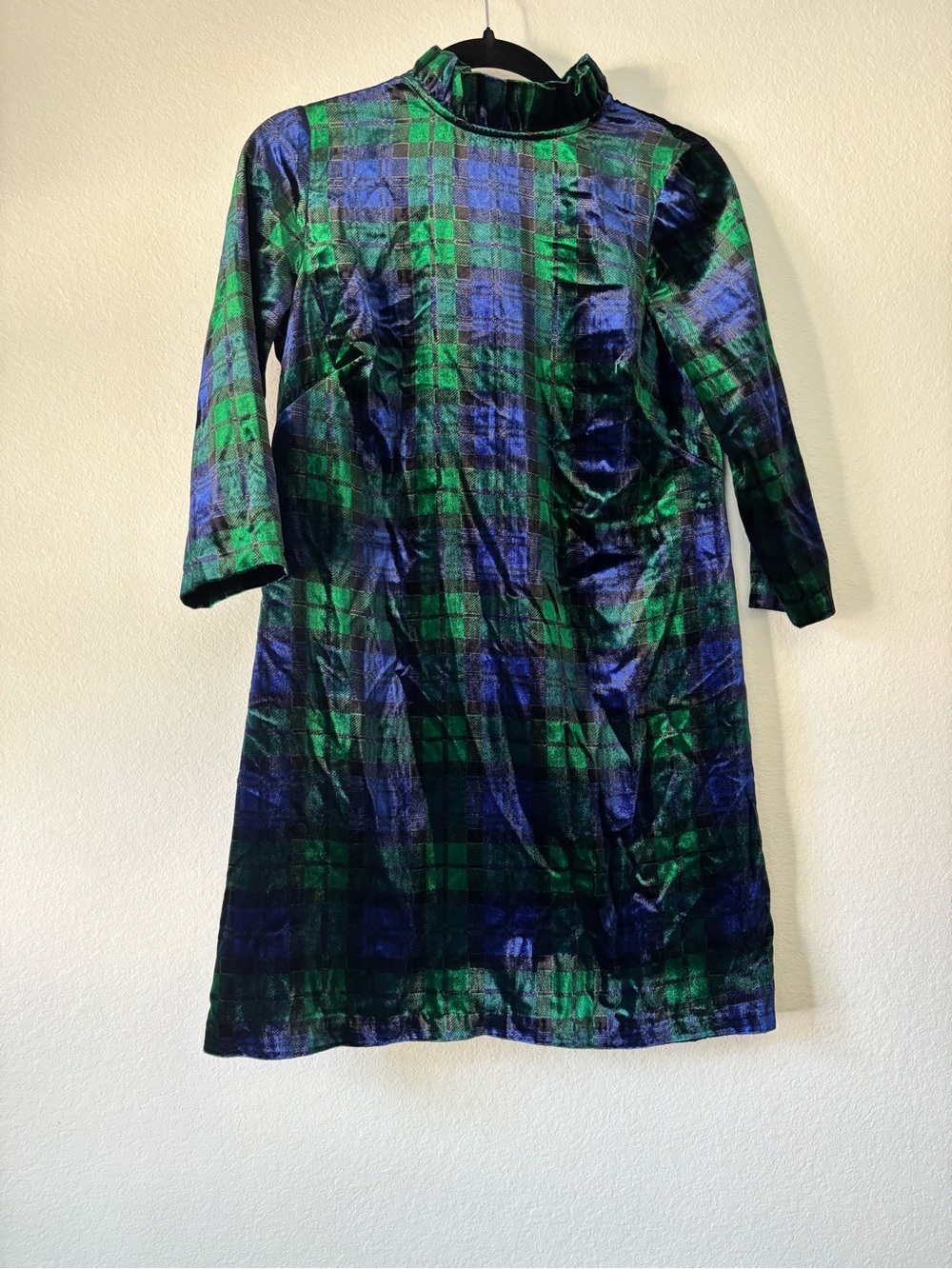 Talbots Petite Blue and Green Plaid Dress